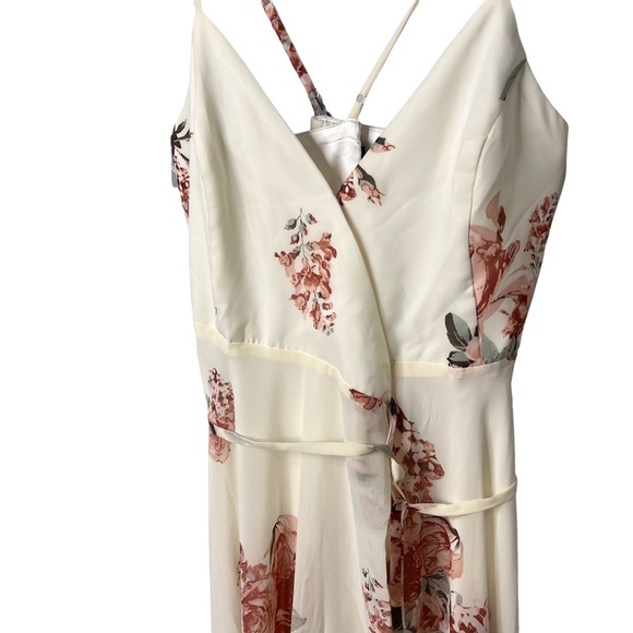 Lulus Wrap Macy Dress Elegantly Inclined Cream Floral Print Size Medium - Picture 3 of 8